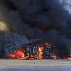 Brand einer Lagerhalle in Brock