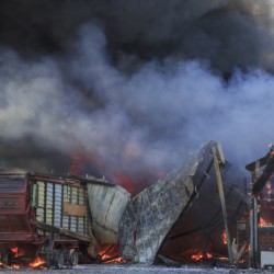 Brand einer Lagerhalle in Brock