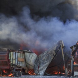 Brand einer Lagerhalle in Brock