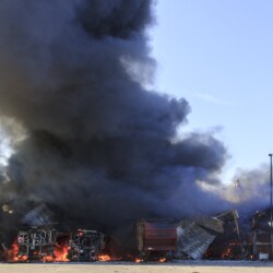 Brand einer Lagerhalle in Brock