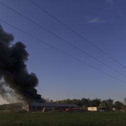 Brand einer Lagerhalle in Brock